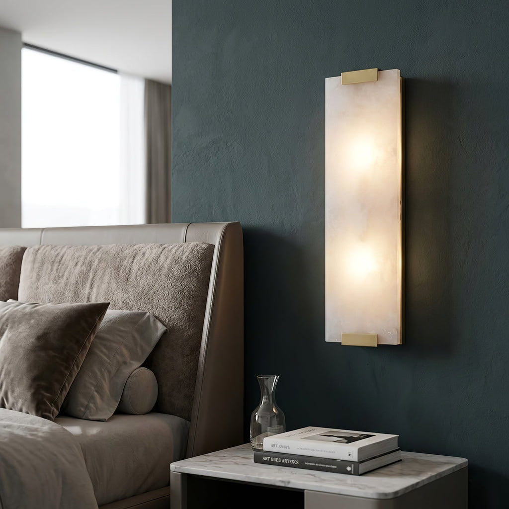 Rectangular Natural Alabaster Wall Sconce | wildoxy