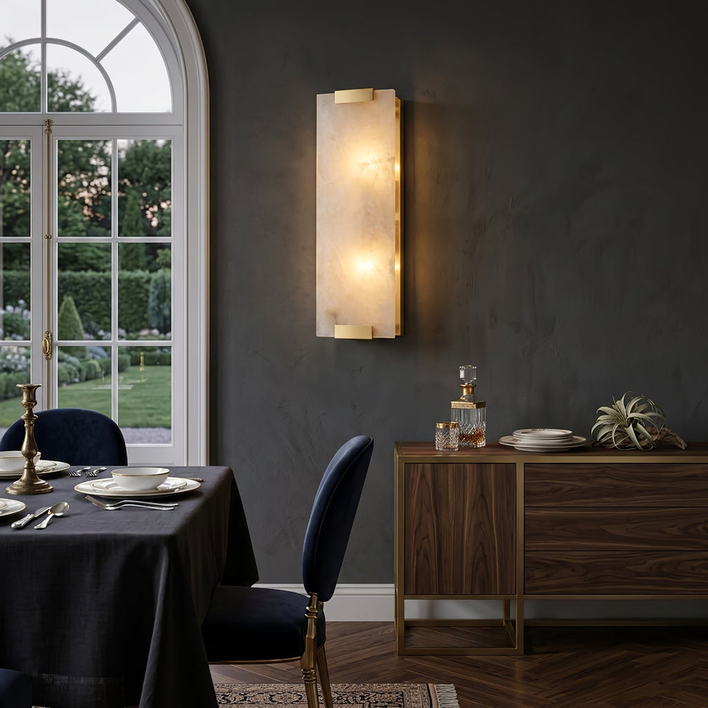 Rectangular Natural Alabaster Wall Sconce | wildoxy