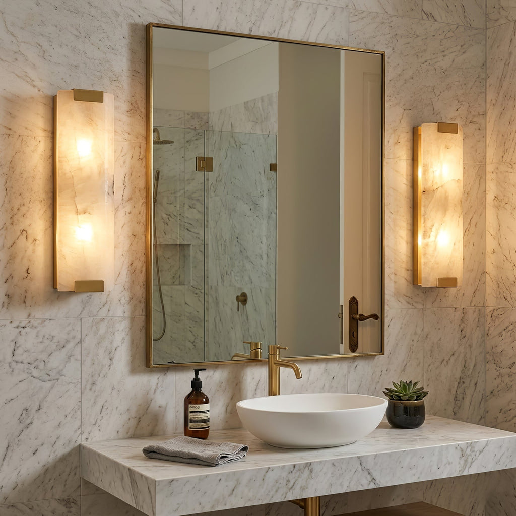 Rectangular Natural Alabaster Wall Sconce | wildoxy