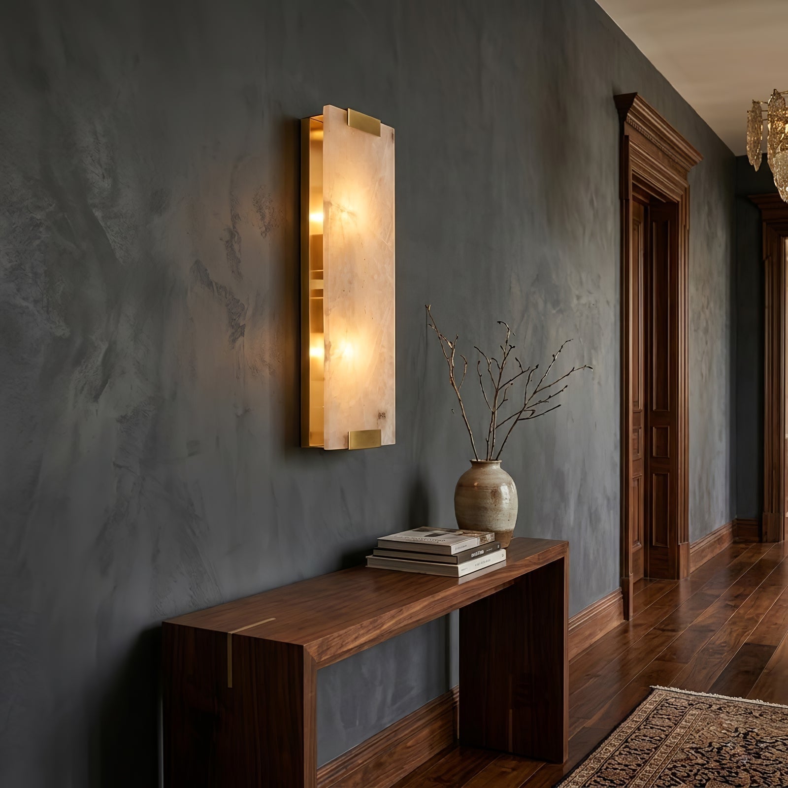Rectangular Natural Alabaster Wall Sconce | wildoxy