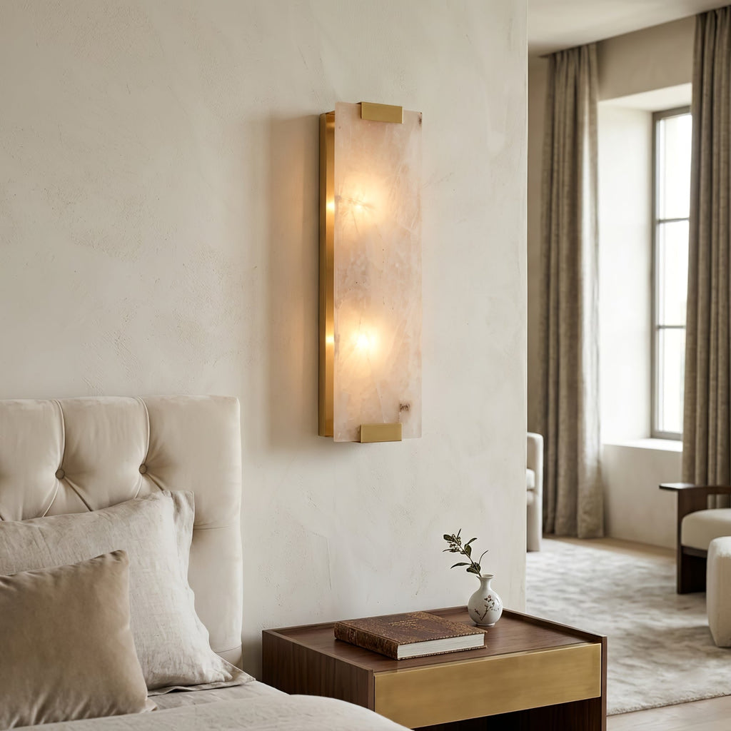Rectangular Natural Alabaster Wall Sconce | wildoxy