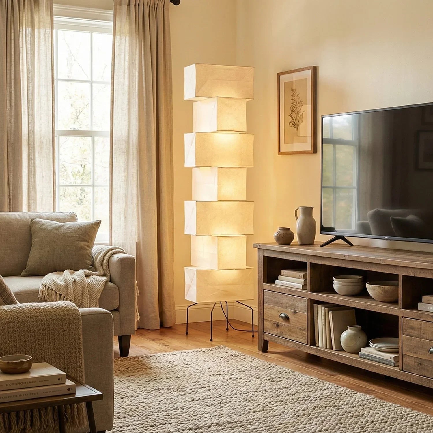 Akari Rectangular Stacked UF4-L10 Floor Lamp | wildoxy
