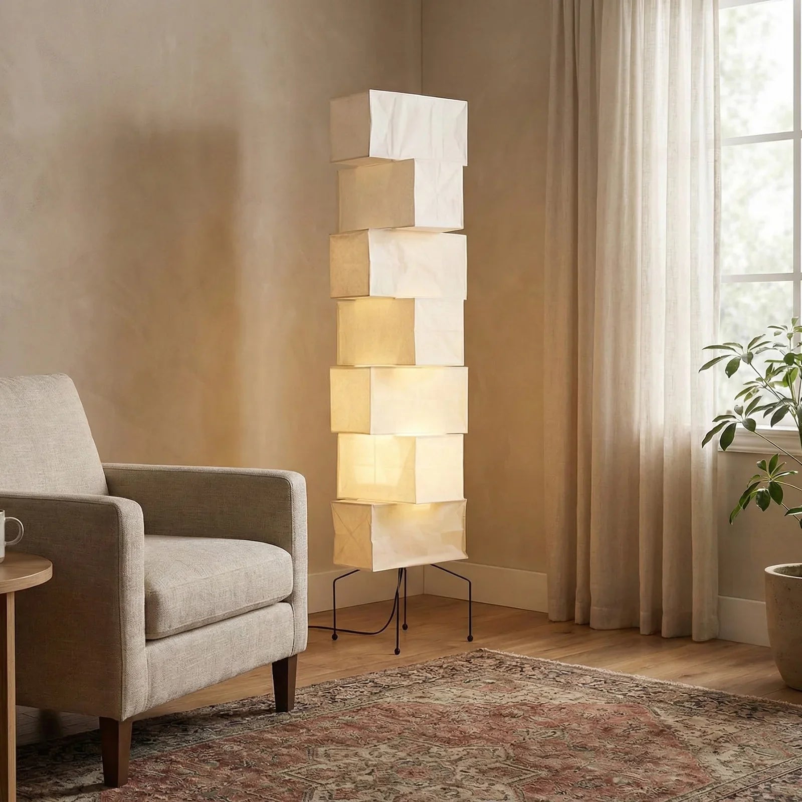 Akari Rectangular Stacked UF4-L10 Floor Lamp | wildoxy