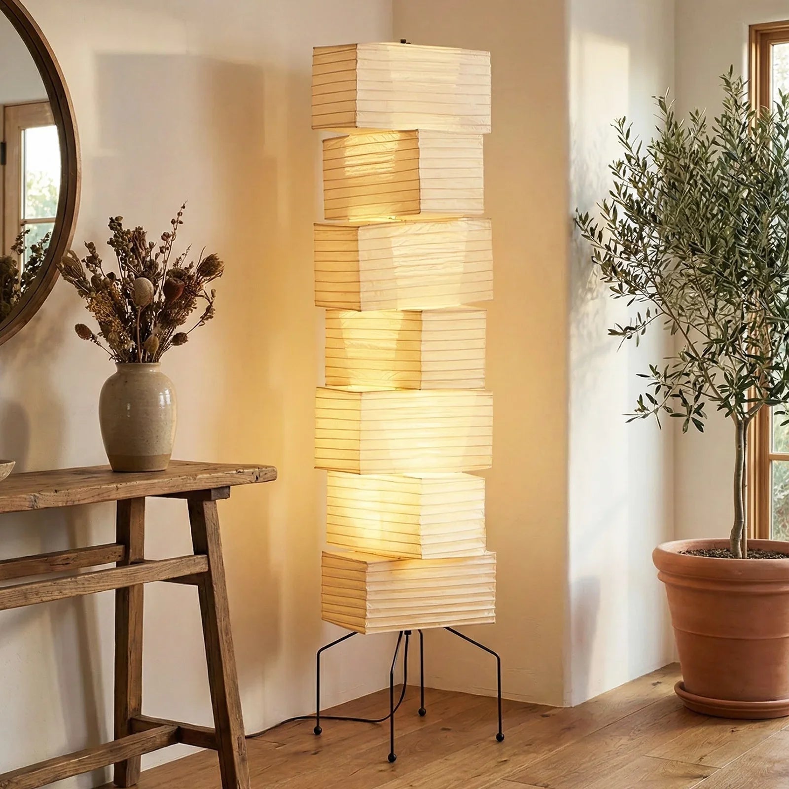 Akari Rectangular Stacked UF4-L10 Floor Lamp | wildoxy