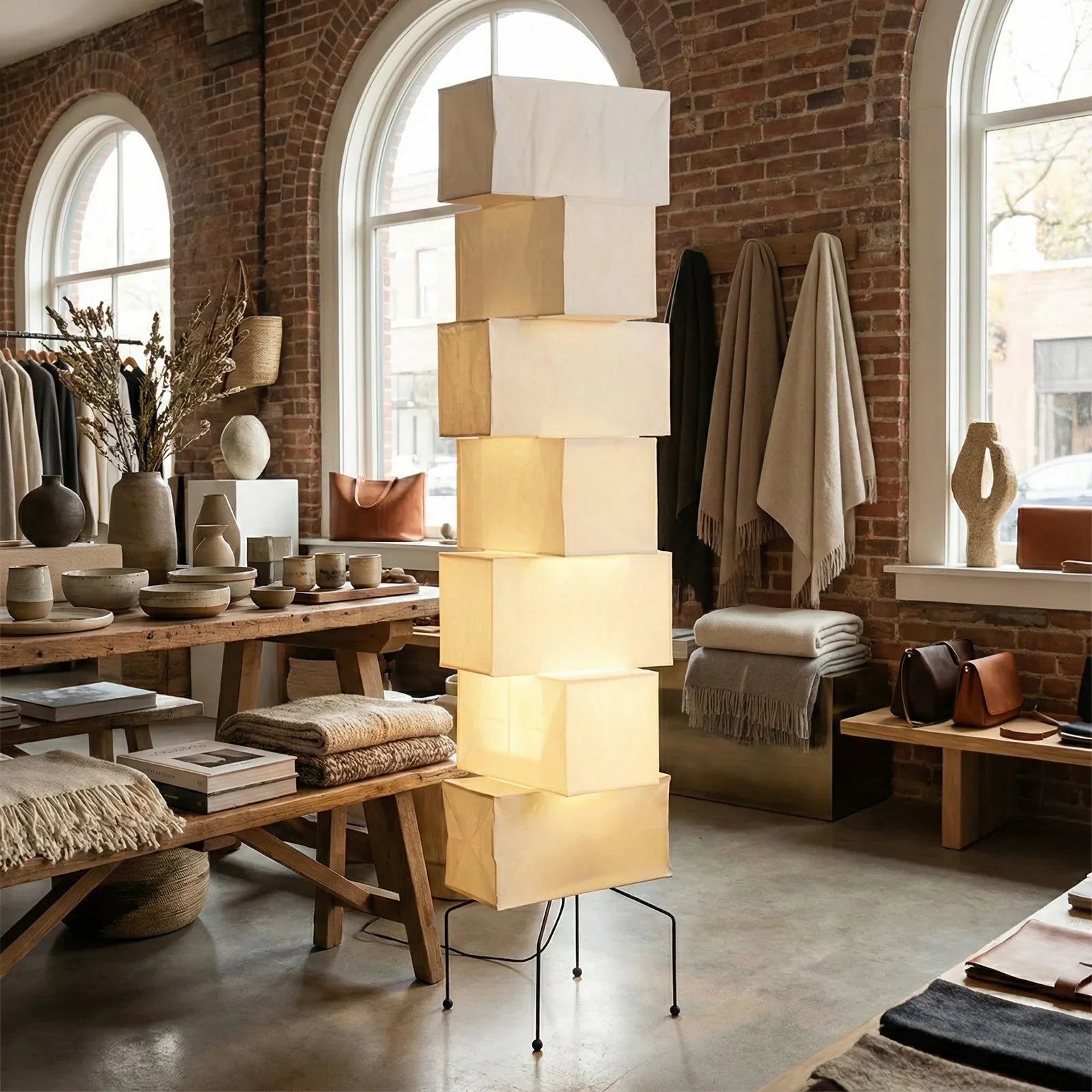 Akari Rectangular Stacked UF4-L10 Floor Lamp | wildoxy