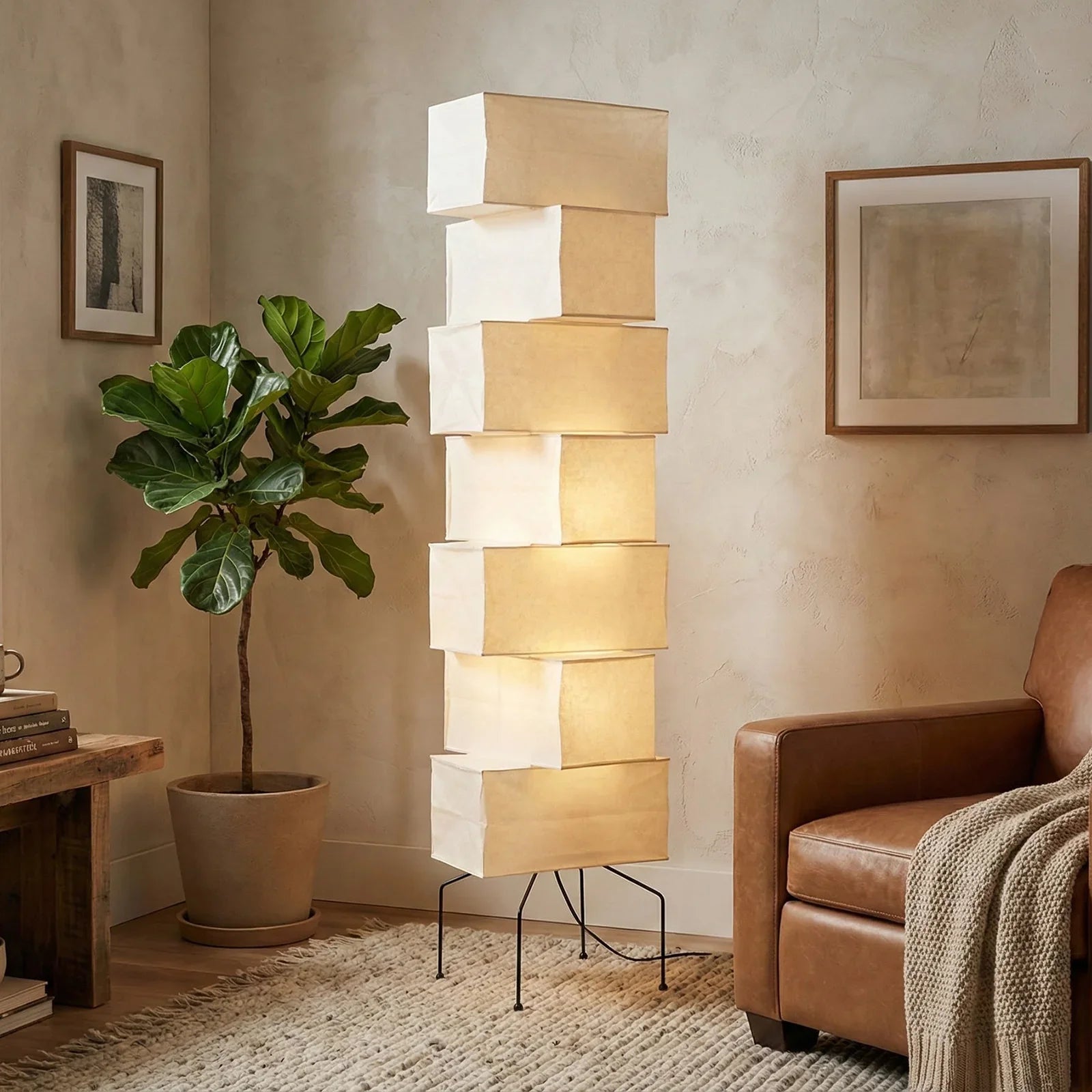 Akari Rectangular Stacked UF4-L10 Floor Lamp | wildoxy