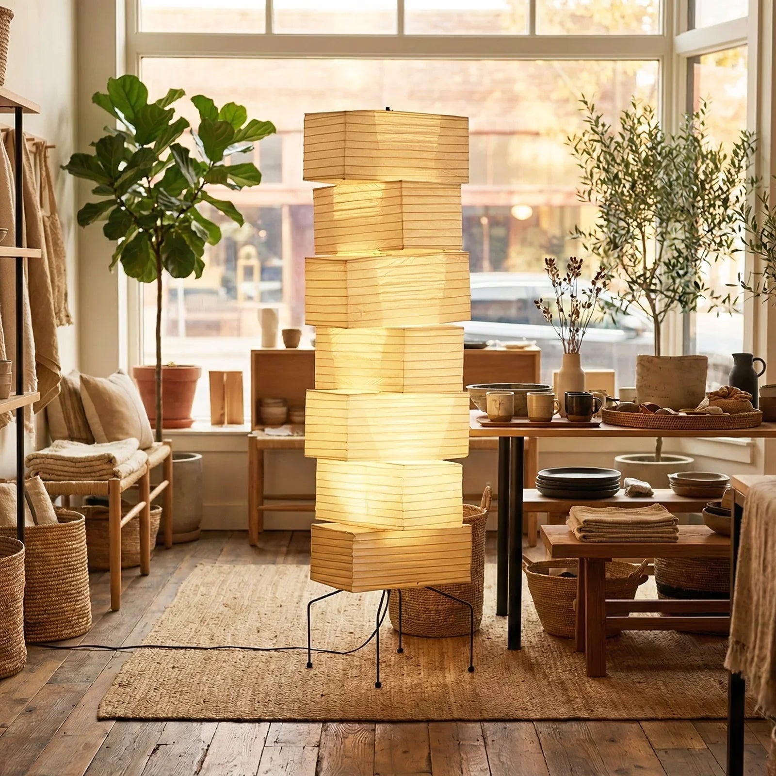 Akari Rectangular Stacked UF4-L10 Floor Lamp | wildoxy
