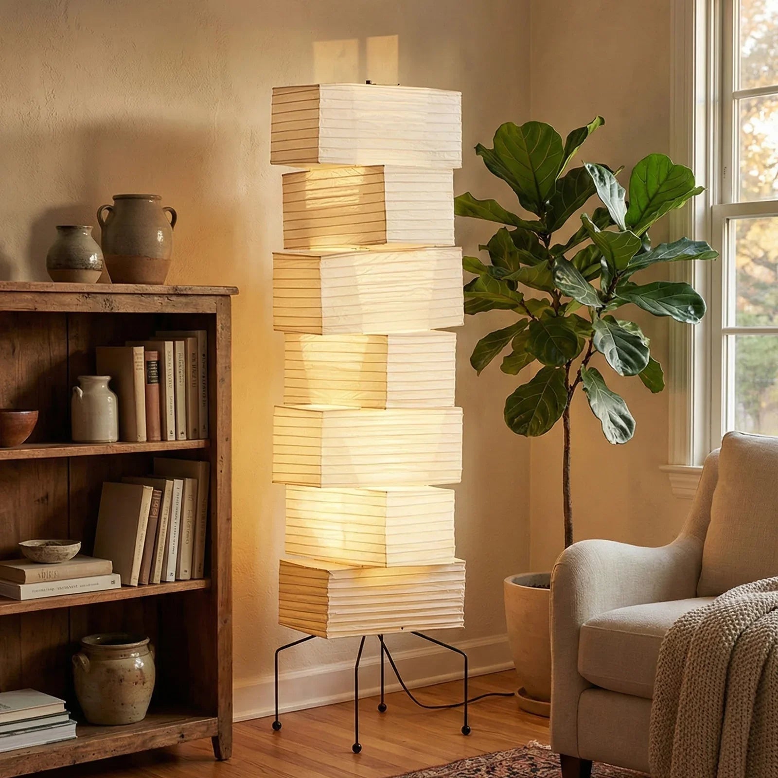 Akari Rectangular Stacked UF4-L10 Floor Lamp | wildoxy