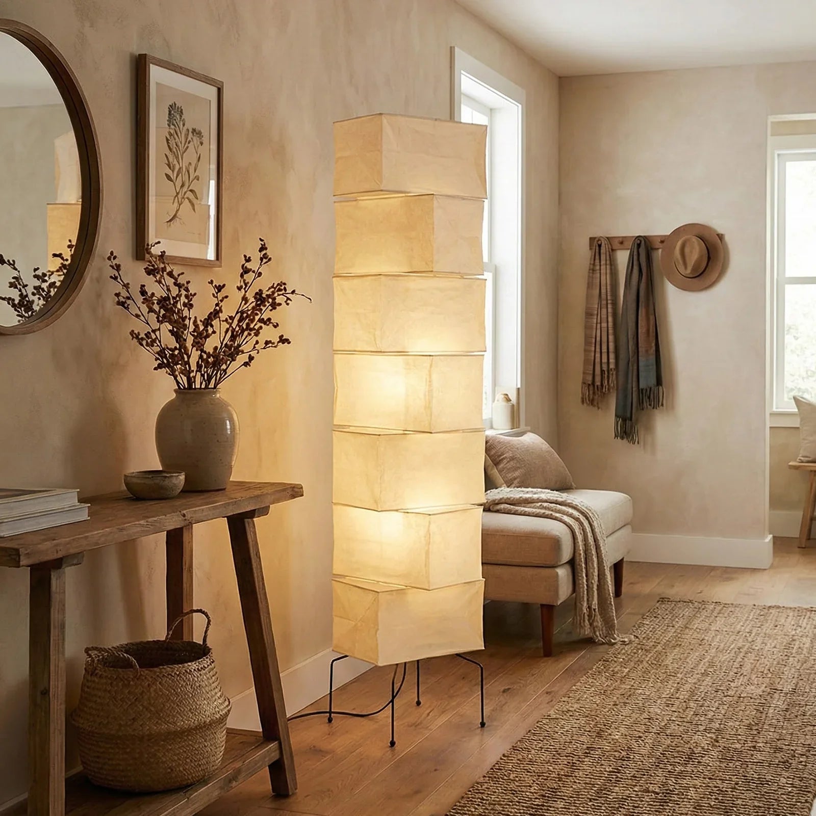 Akari Rectangular Stacked UF4-L10 Floor Lamp | wildoxy