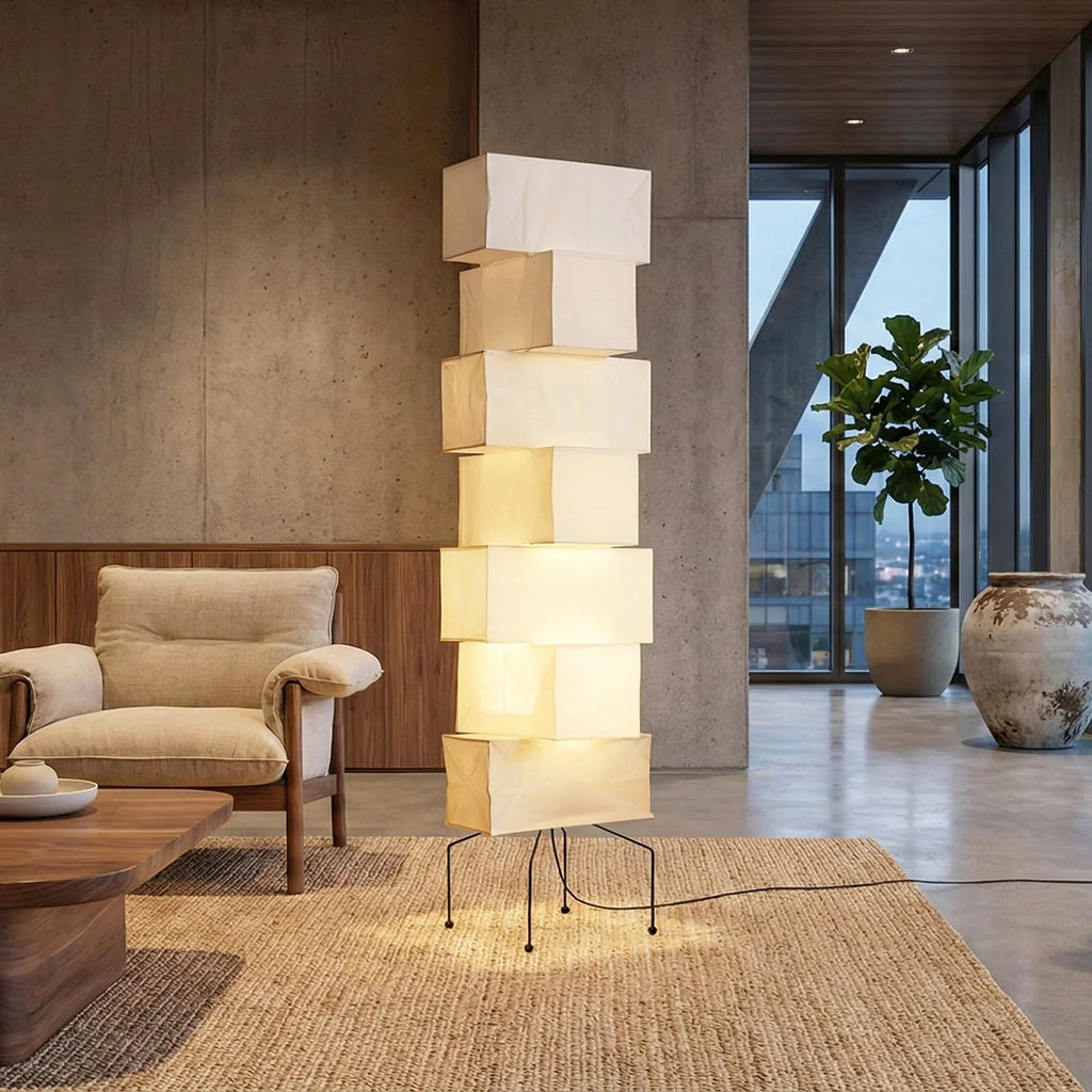 Akari Rectangular Stacked UF4-L10 Floor Lamp | wildoxy