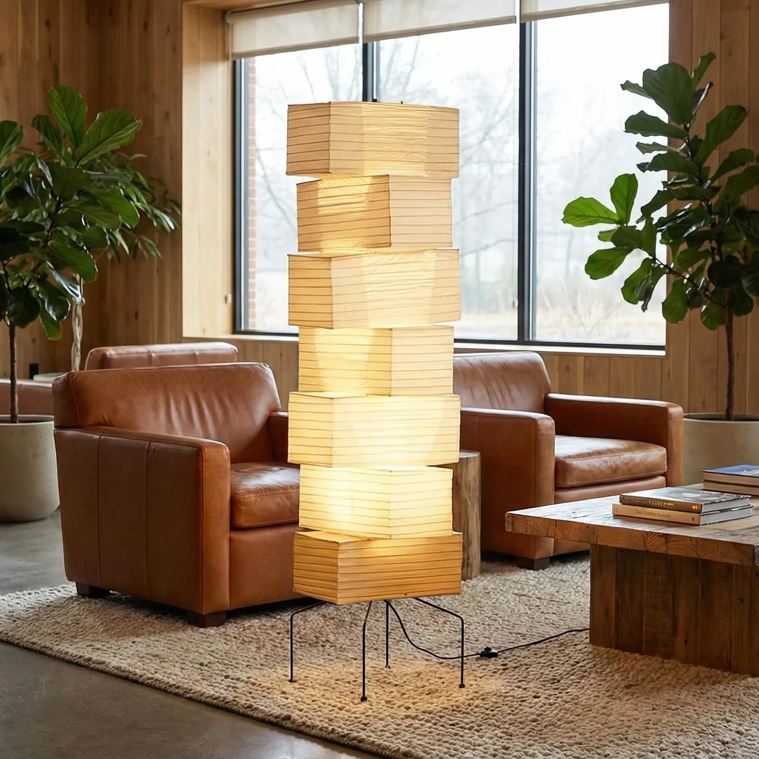 Akari Rectangular Stacked UF4-L10 Floor Lamp | wildoxy
