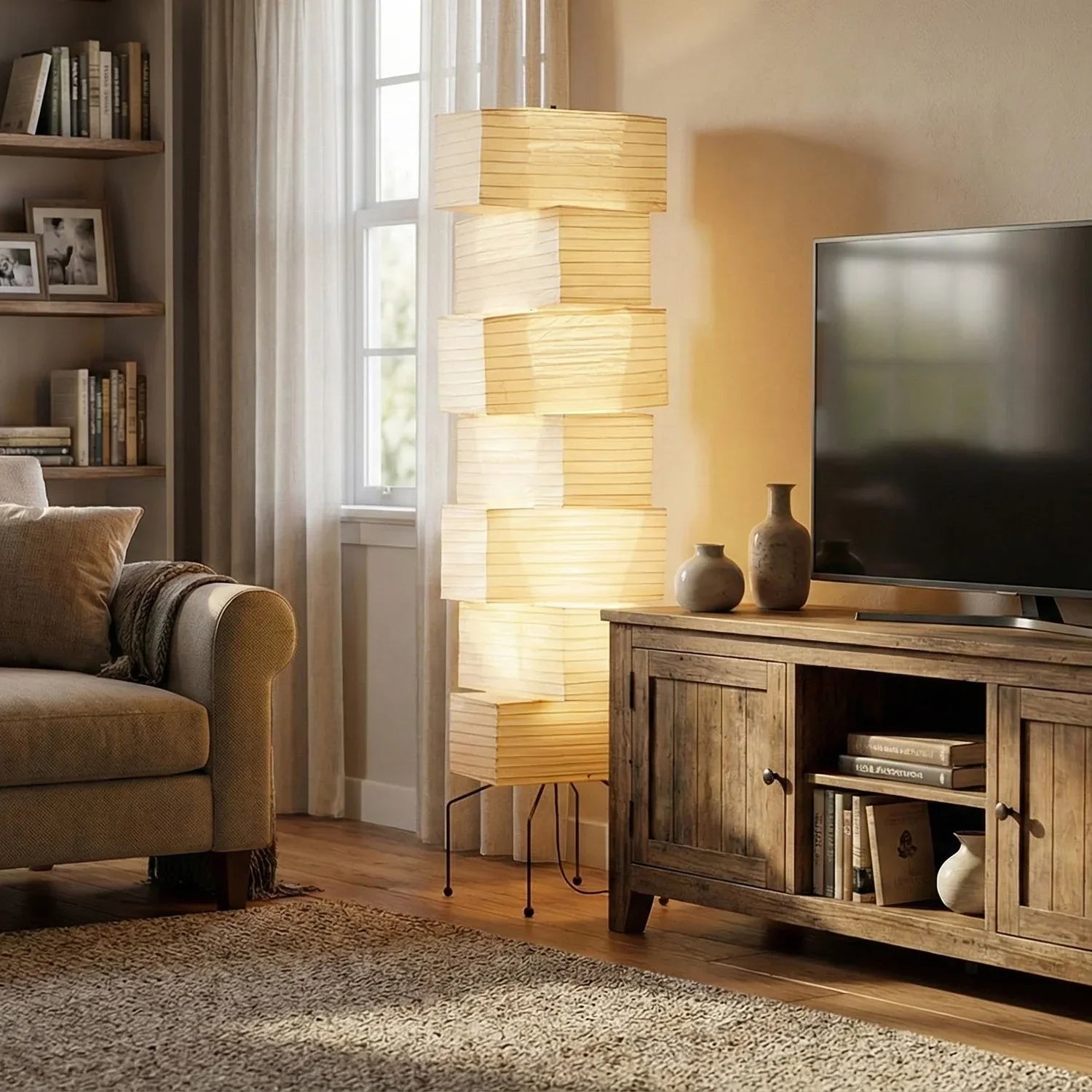 Akari Rectangular Stacked UF4-L10 Floor Lamp | wildoxy