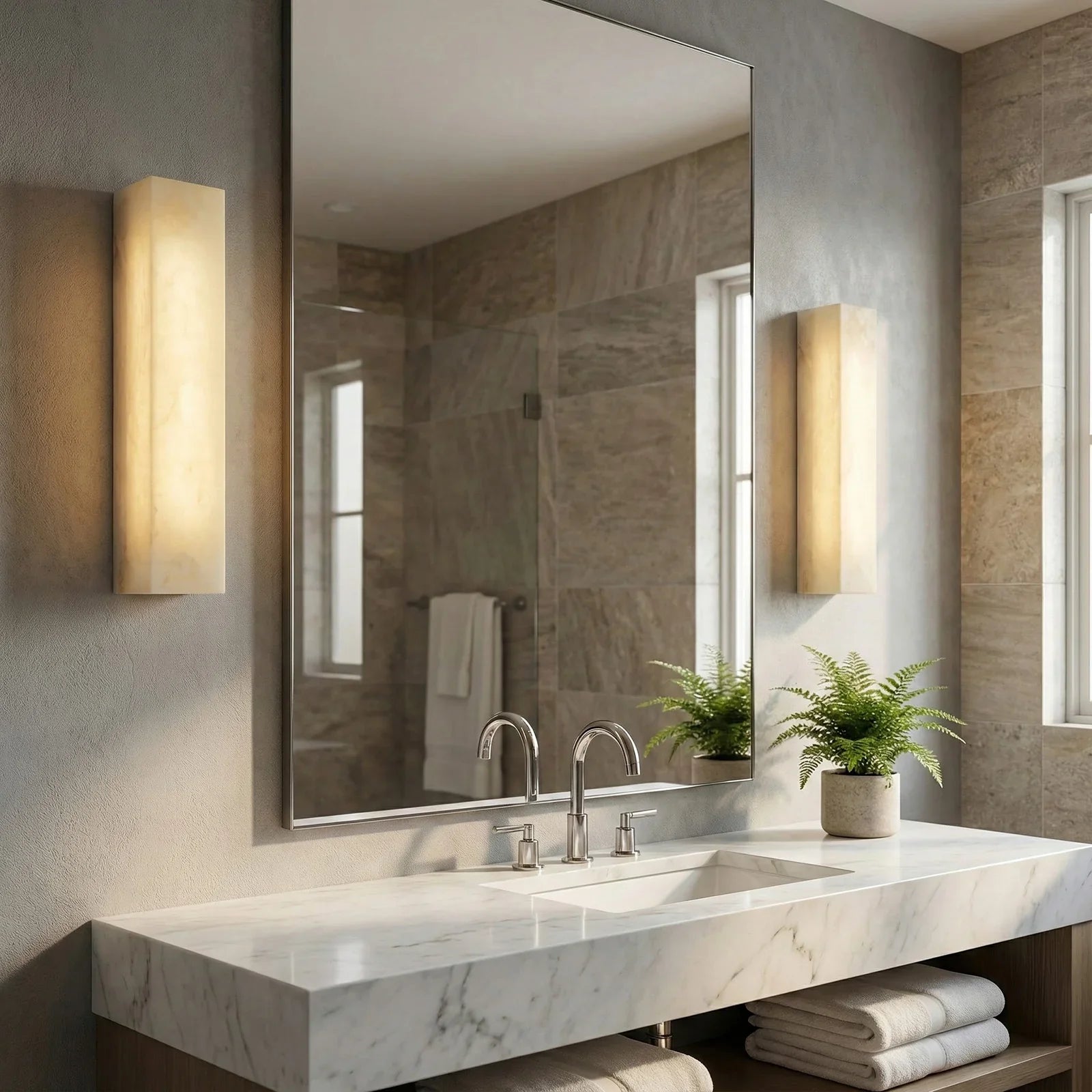 Rectangular Tubular Alabaster Wall Lamp | wildoxy