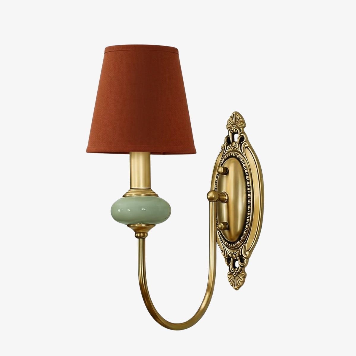 Keramische wandlamp met stoffen kap, 1 of 2 E27-lampen