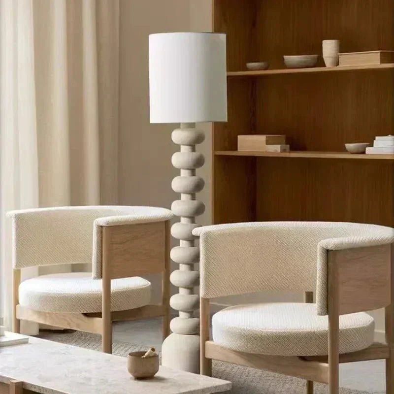 Vistara Resin and Fabric Lamp — E27 Socket, Dimmable, Warm White Glow