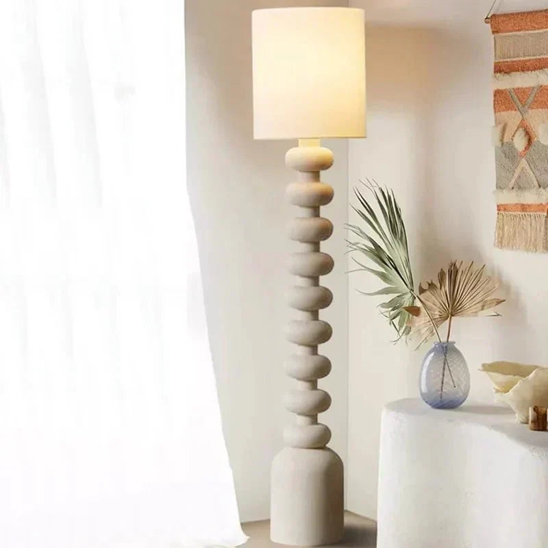 Vistara Resin and Fabric Lamp — E27 Socket, Dimmable, Warm White Glow