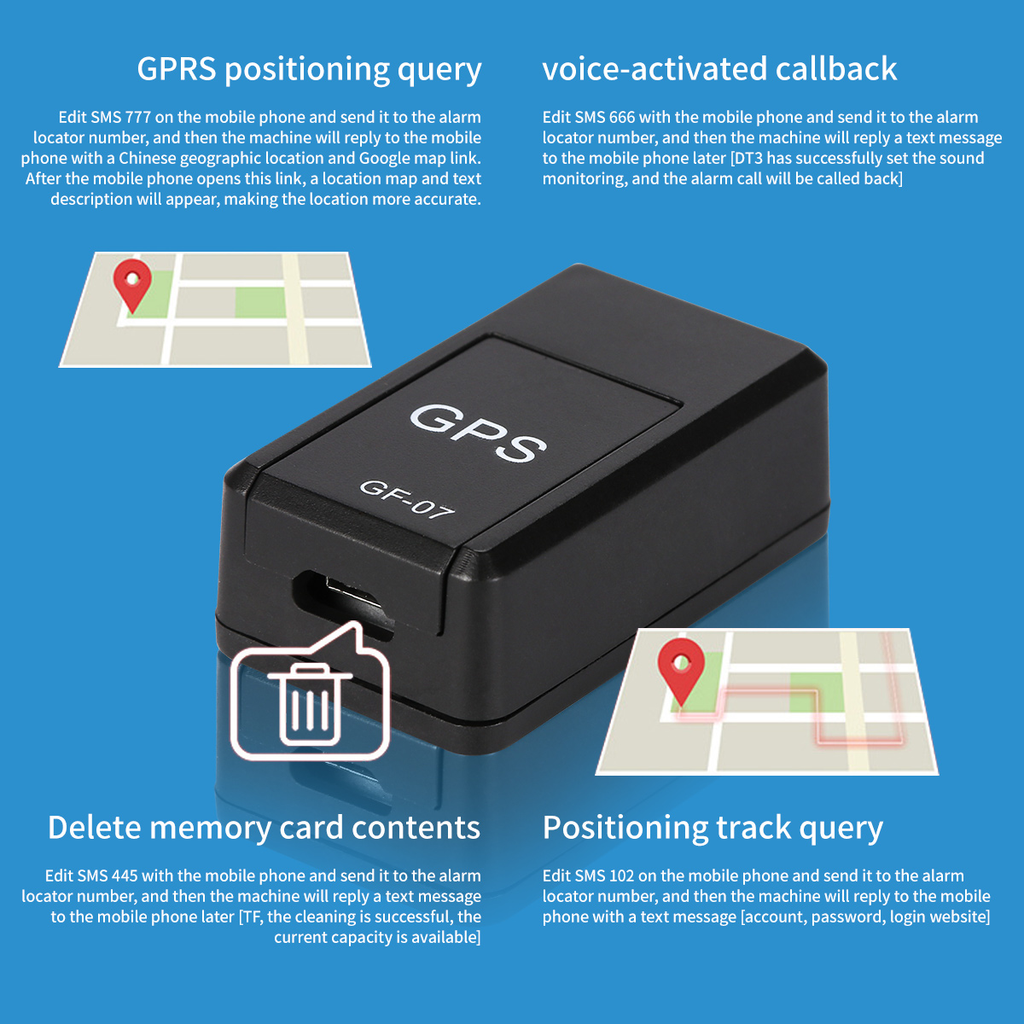 גשש GPS — מגנטי, מעקב בזמן אמת, קול, המתנה של 12 יום