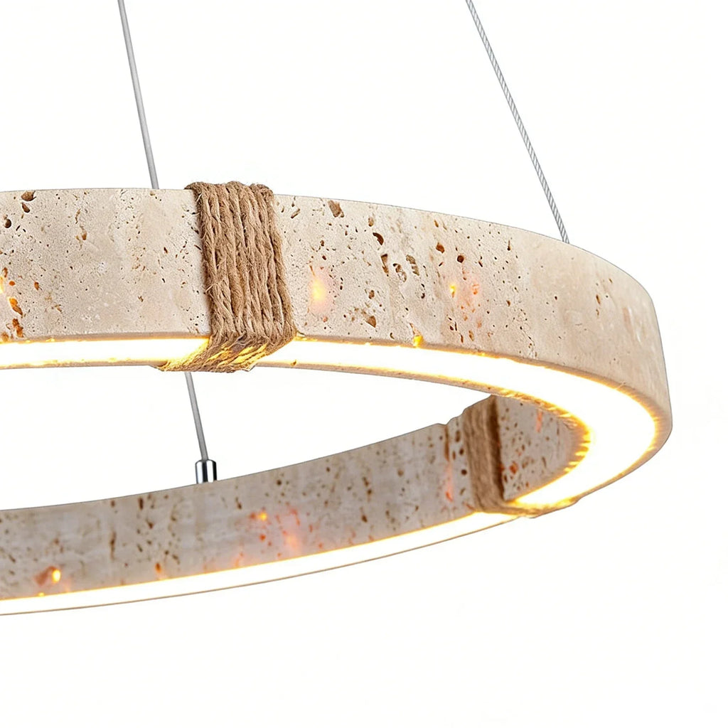 Ringor Minimalist Round Travertine Chandelier | wildoxy