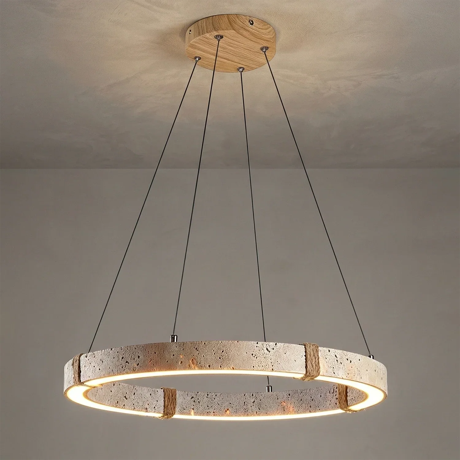 Ringor Minimalist Round Travertine Chandelier | wildoxy