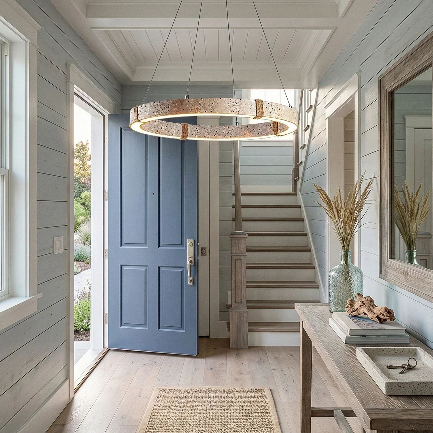 Ringor Minimalist Round Travertine Chandelier | wildoxy