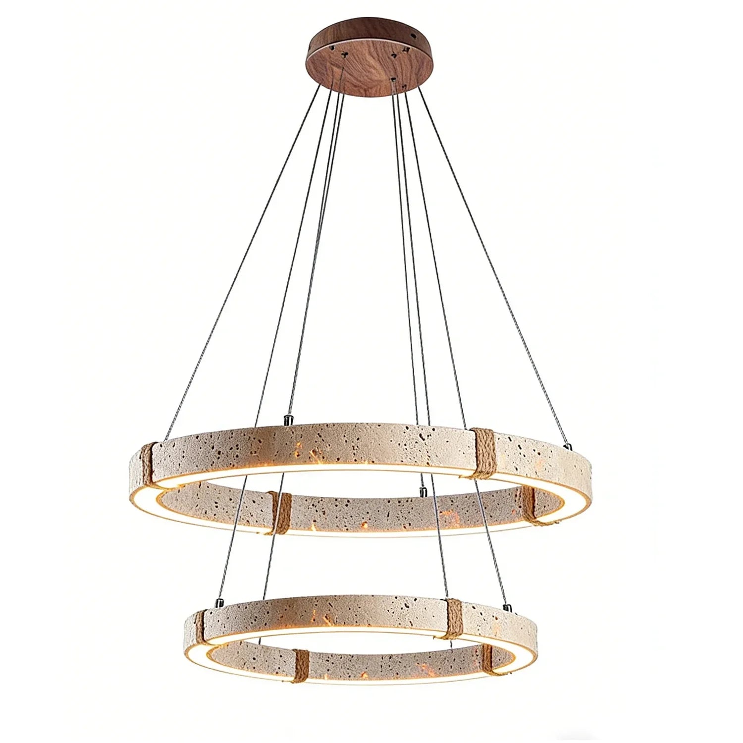 Ringor Minimalist Round Travertine Chandelier | wildoxy