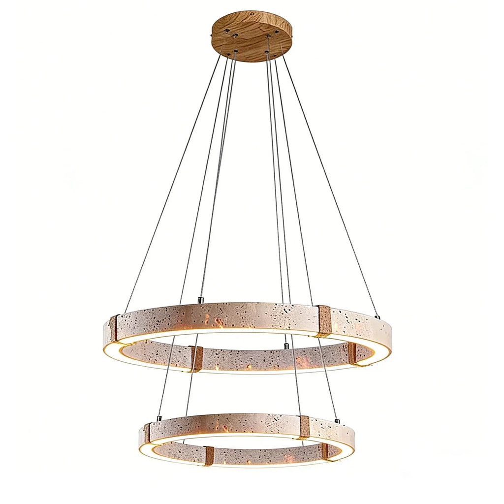 Ringor Minimalist Round Travertine Chandelier | wildoxy