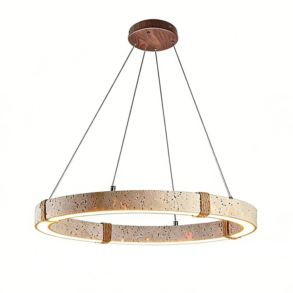 Ringor Minimalist Round Travertine Chandelier | wildoxy