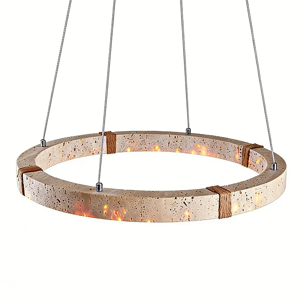 Ringor Minimalist Round Travertine Chandelier | wildoxy