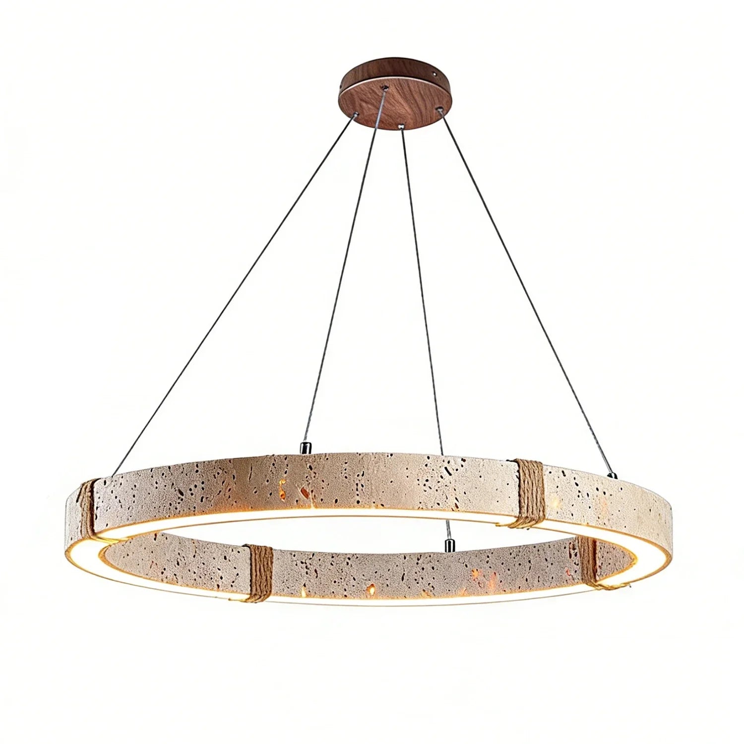 Ringor Minimalist Round Travertine Chandelier | wildoxy