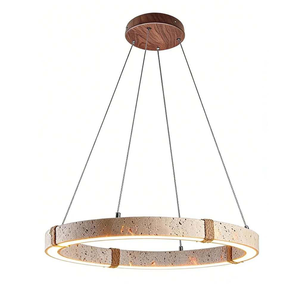 Ringor Minimalist Round Travertine Chandelier | wildoxy
