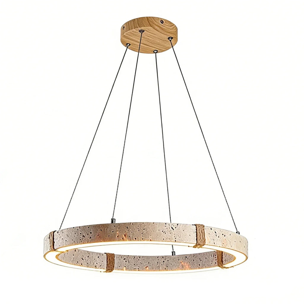 Ringor Minimalist Round Travertine Chandelier | wildoxy