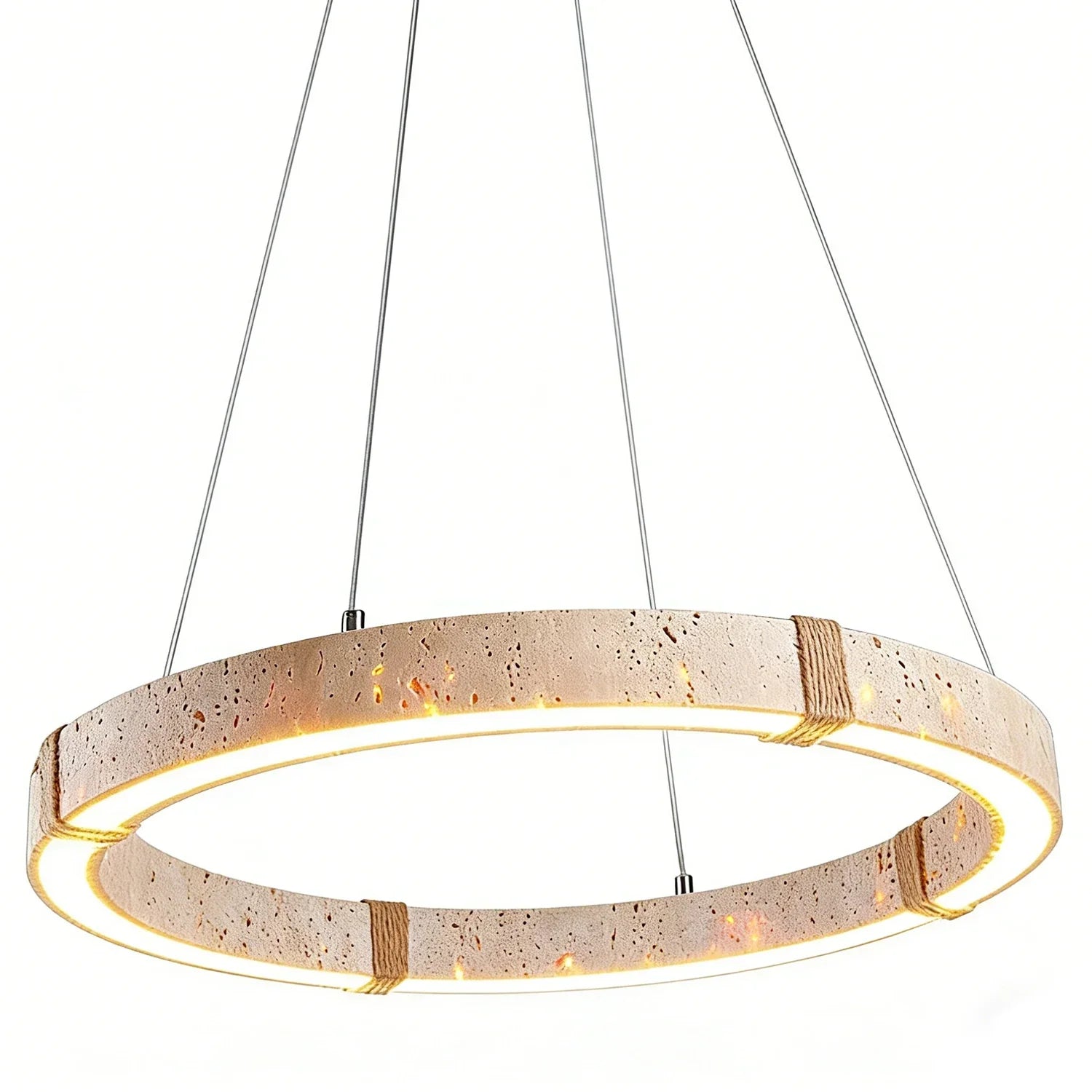 Ringor Minimalist Round Travertine Chandelier | wildoxy