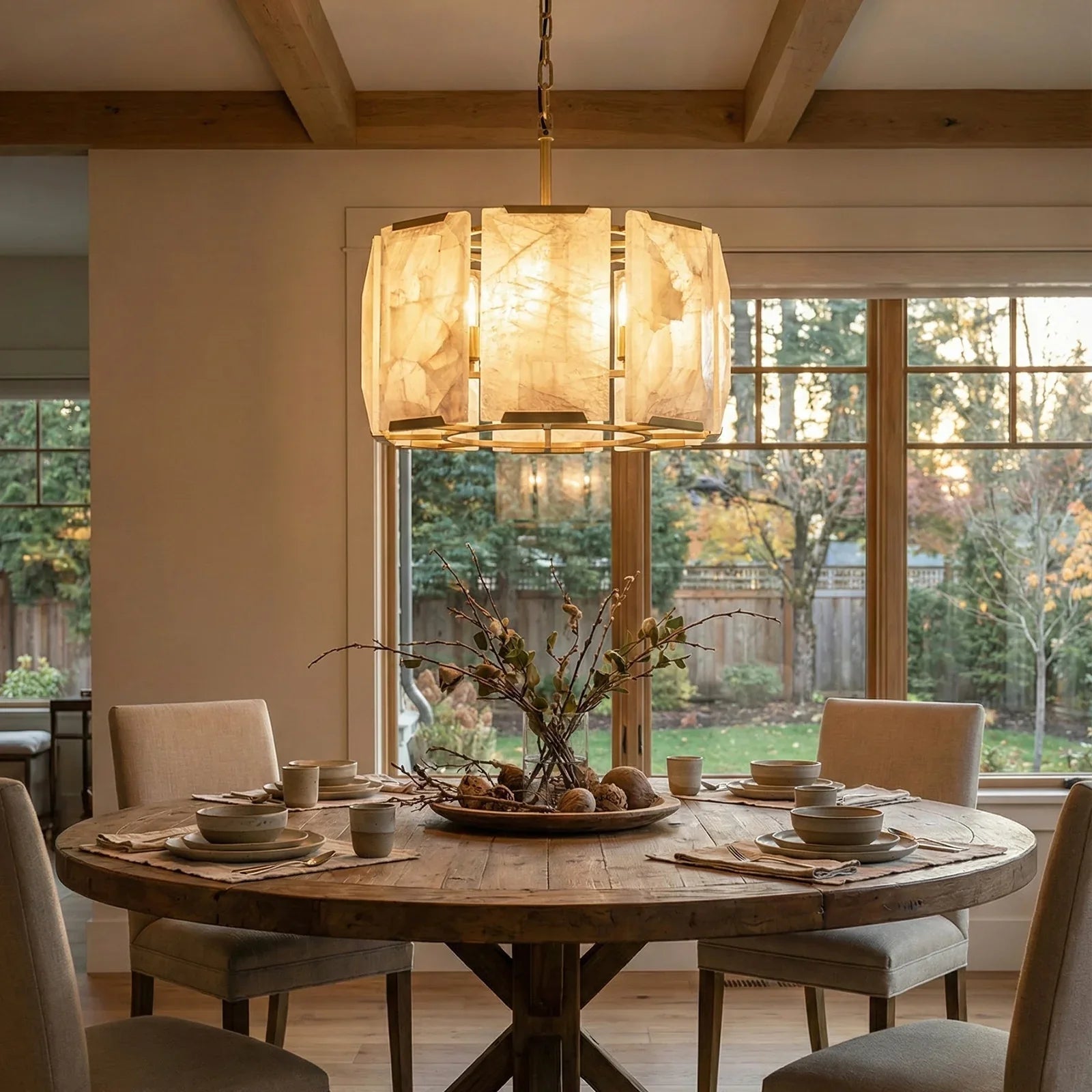 Round Alabaster Calcite Chandelier | wildoxy