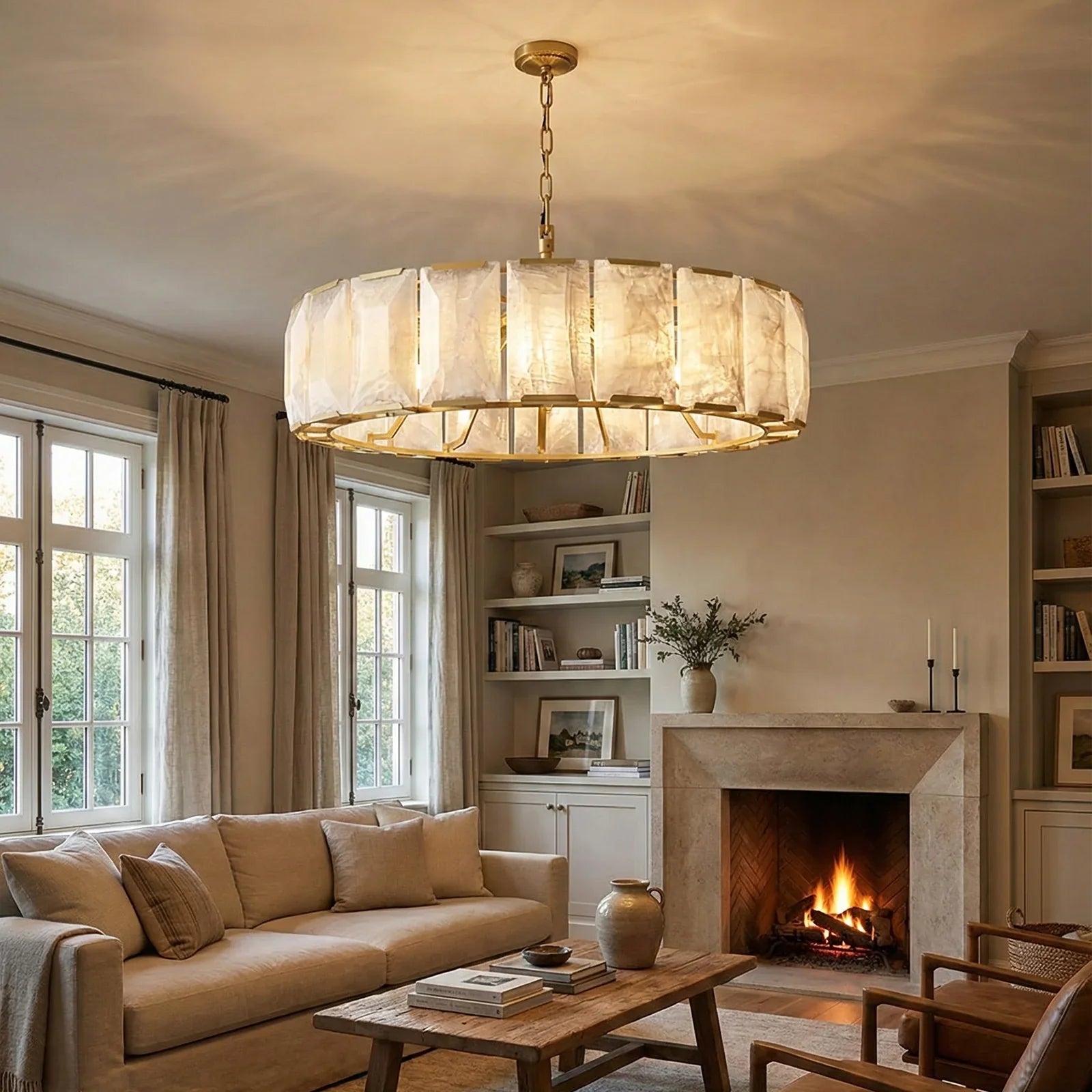 Round Alabaster Calcite Chandelier | wildoxy