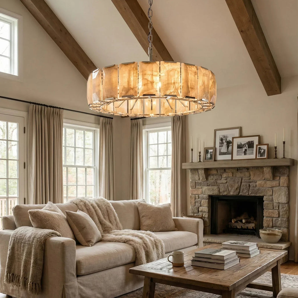 Round Alabaster Calcite Chandelier | wildoxy