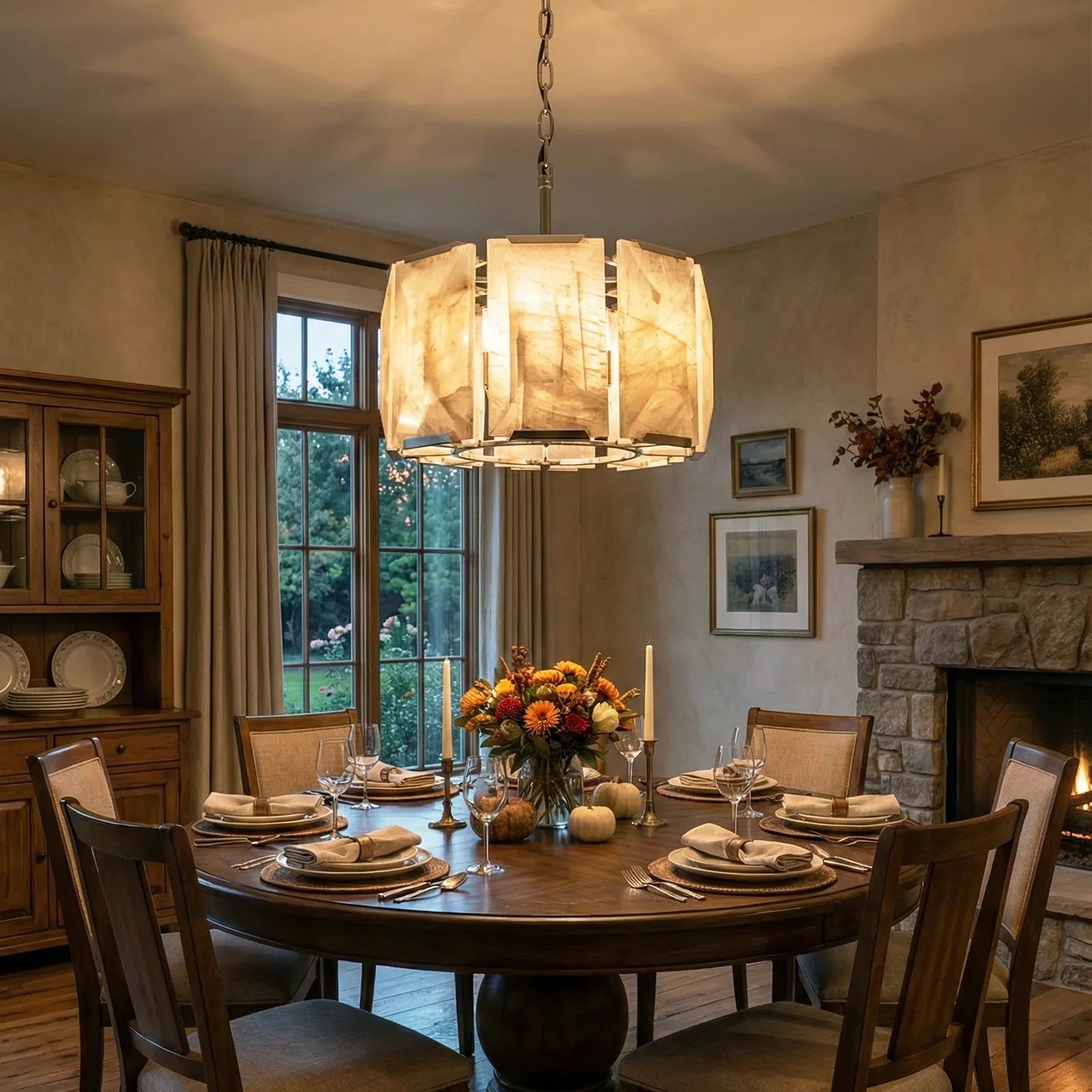 Round Alabaster Calcite Chandelier | wildoxy
