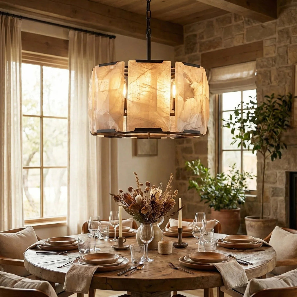 Round Alabaster Calcite Chandelier | wildoxy