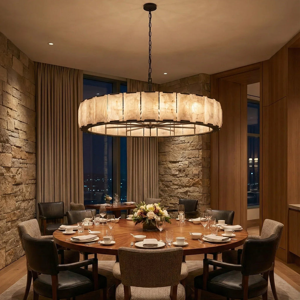 Round Alabaster Calcite Chandelier | wildoxy