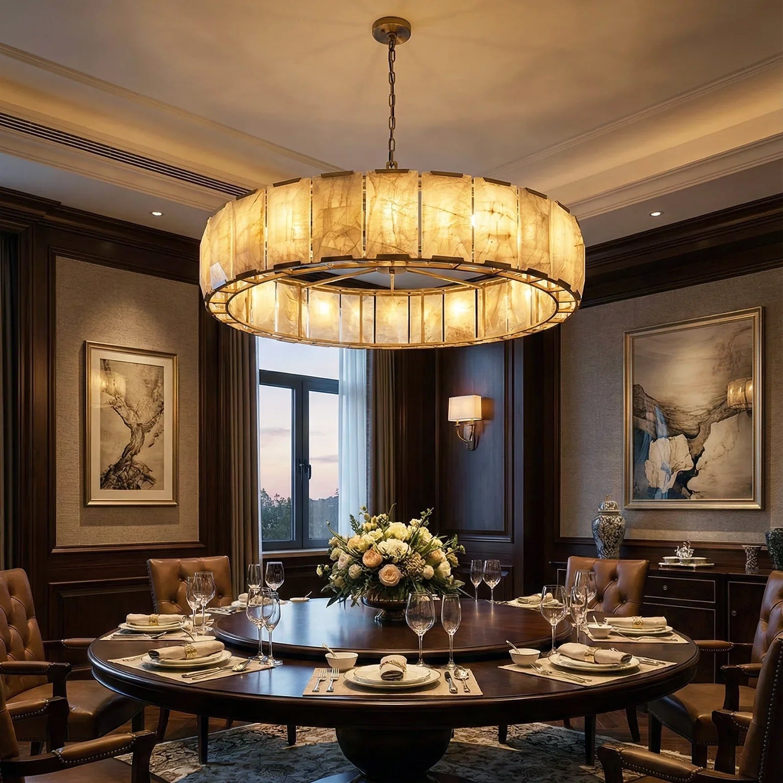 Round Alabaster Calcite Chandelier | wildoxy