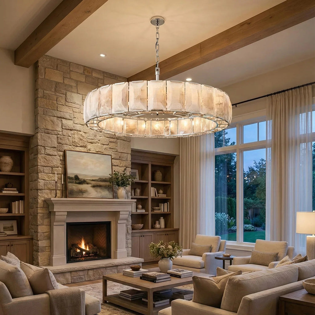 Round Alabaster Calcite Chandelier | wildoxy
