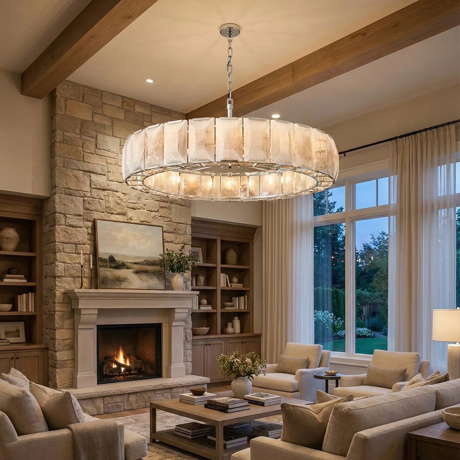 Round Alabaster Calcite Chandelier | wildoxy