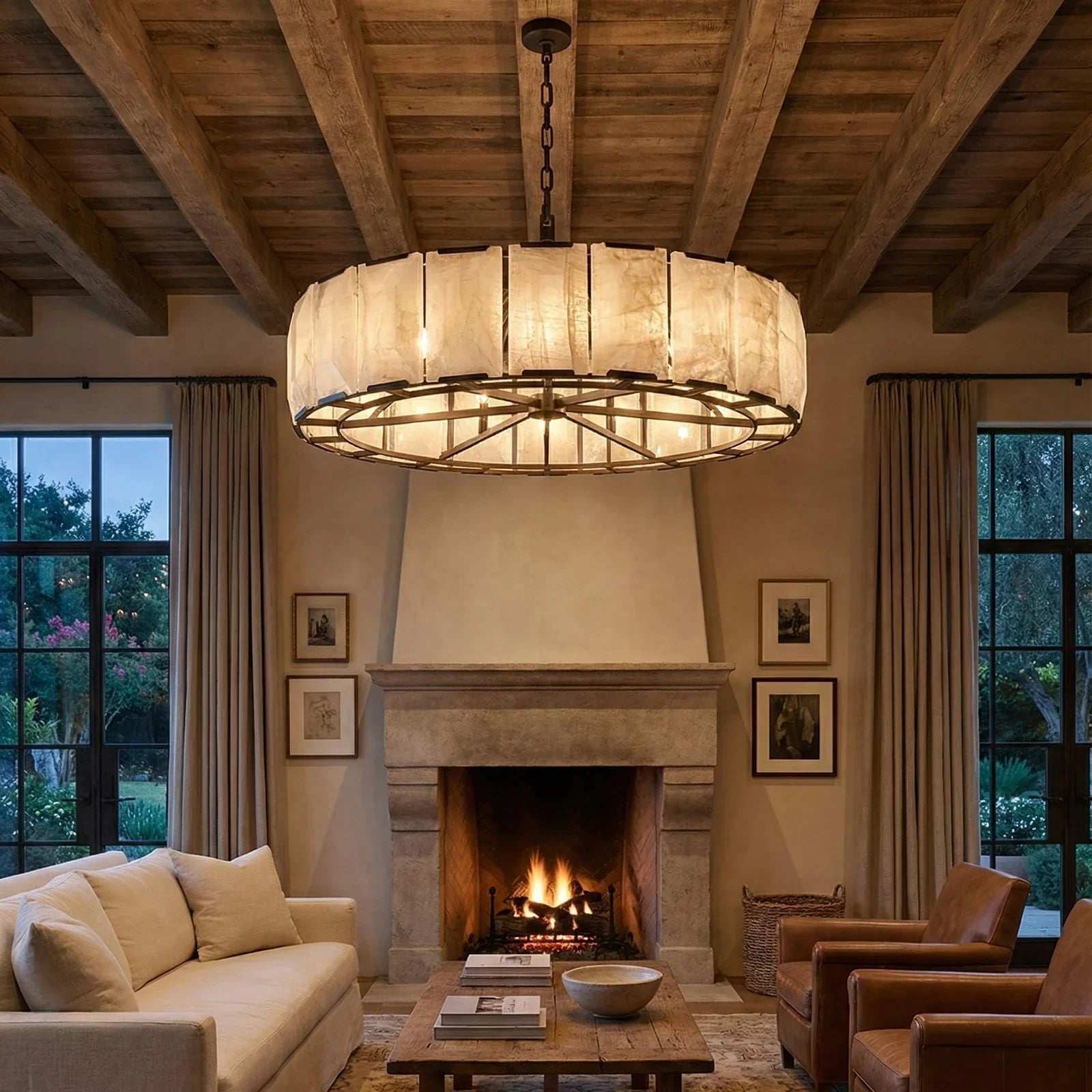 Round Alabaster Calcite Chandelier | wildoxy