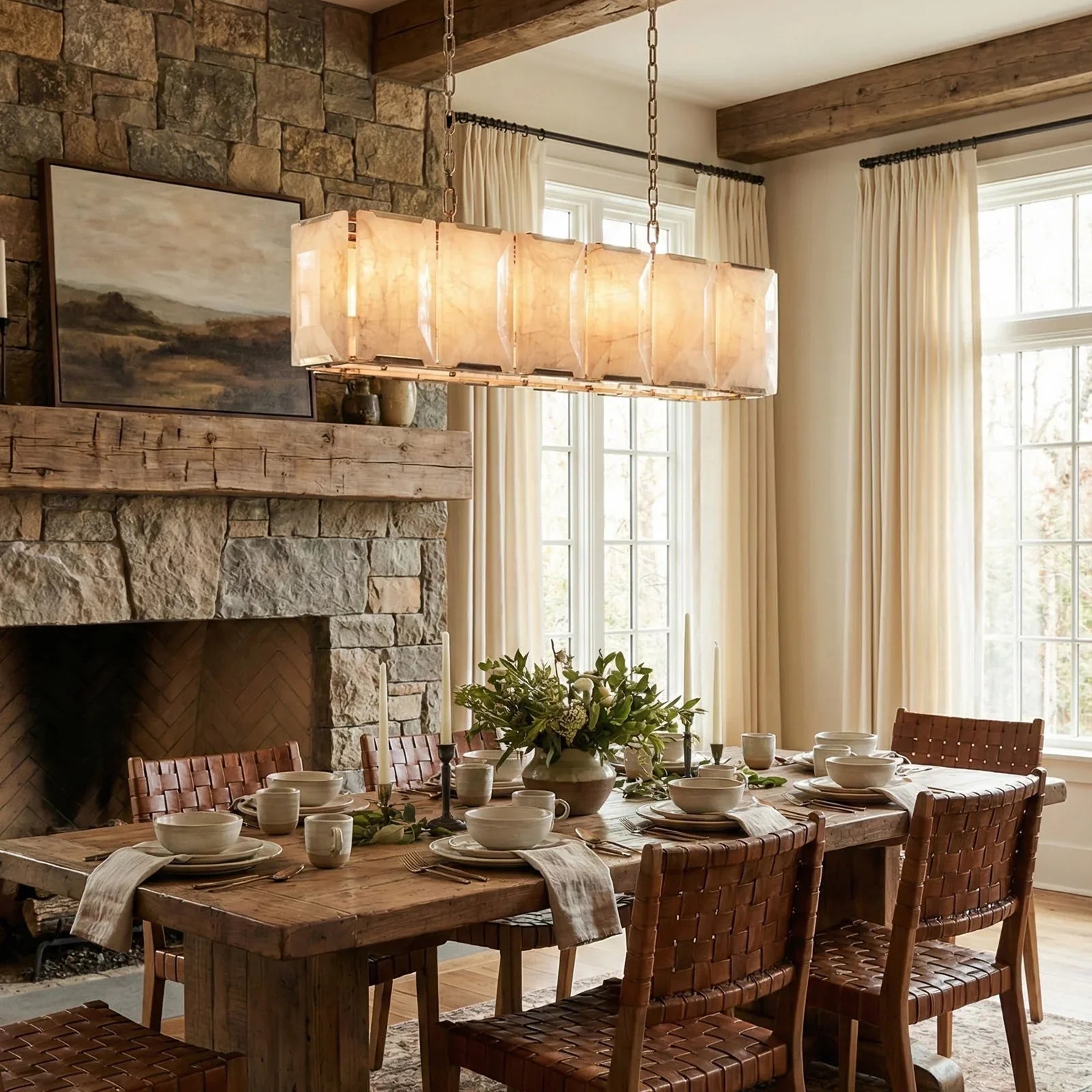 Round Alabaster Calcite Chandelier | wildoxy