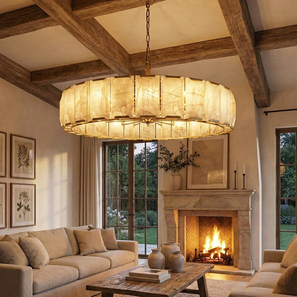 Round Alabaster Calcite Chandelier | wildoxy