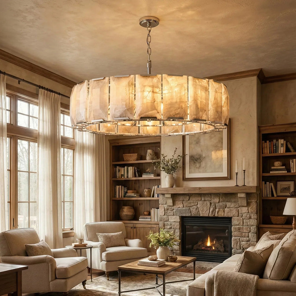 Round Alabaster Calcite Chandelier | wildoxy