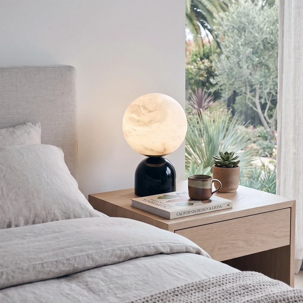 Round Alabaster Table Lamp | wildoxy
