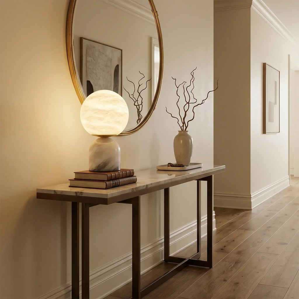 Round Alabaster Table Lamp | wildoxy