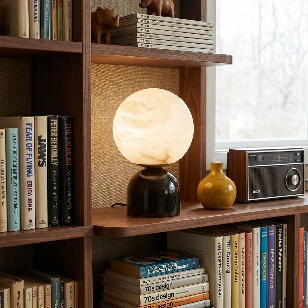 Round Alabaster Table Lamp | wildoxy