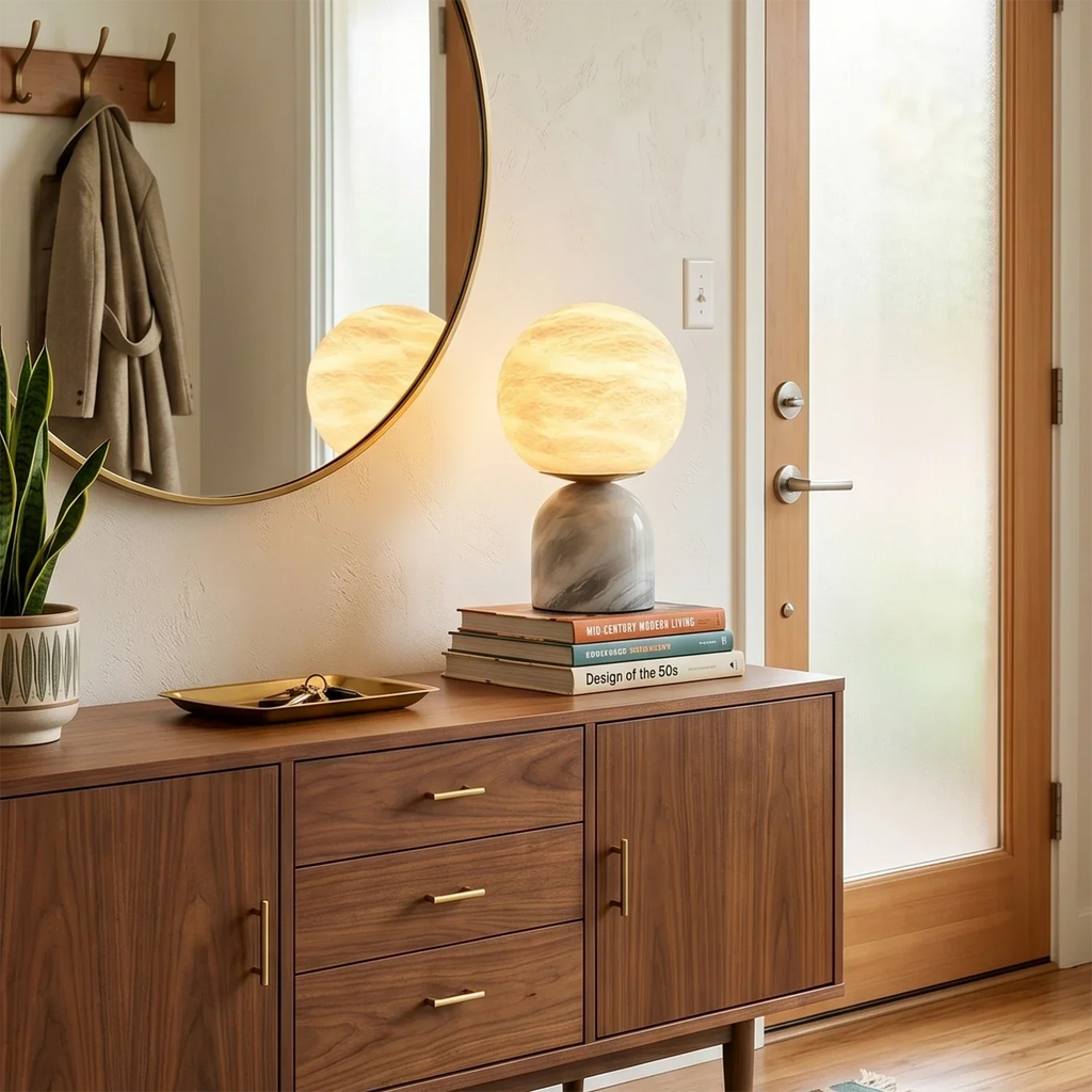 Round Alabaster Table Lamp | wildoxy
