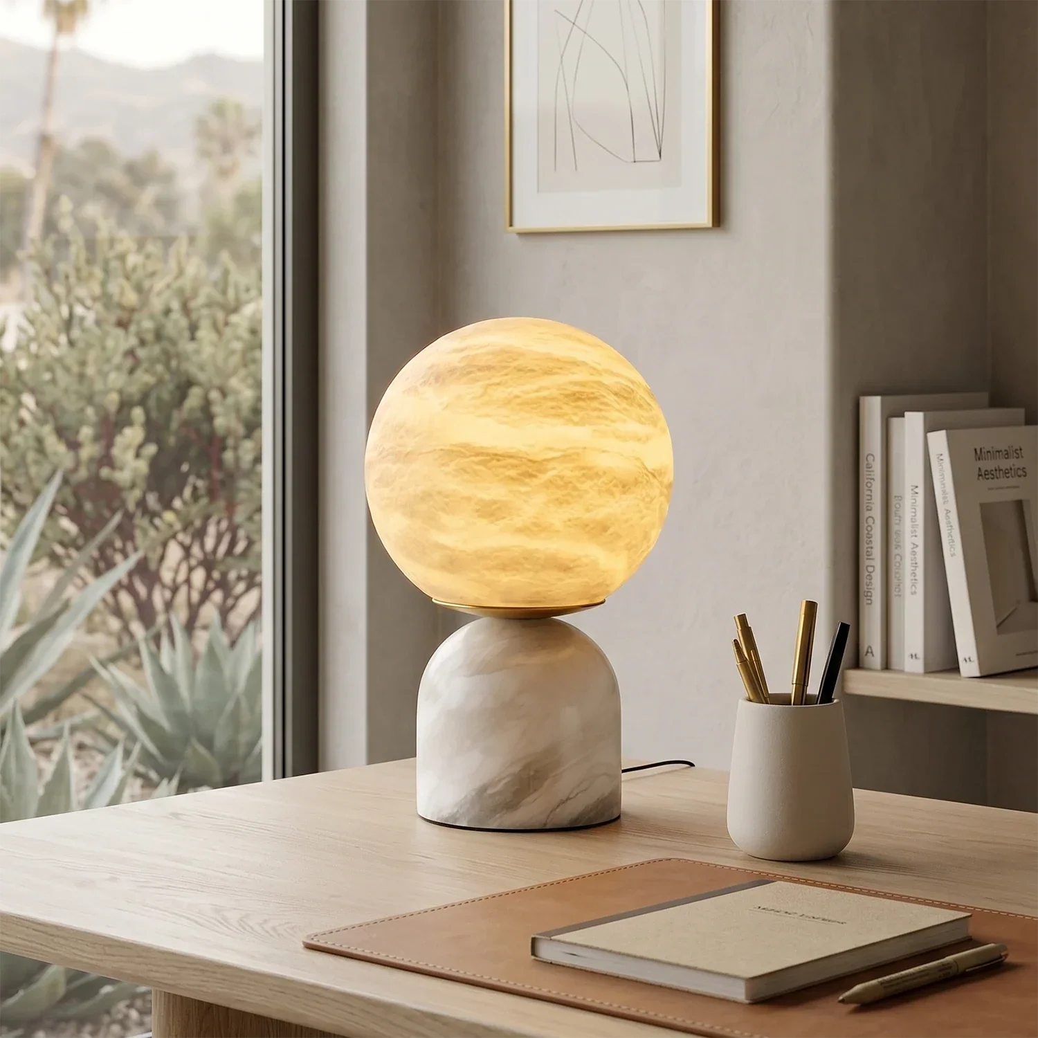Round Alabaster Table Lamp | wildoxy